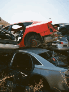 Pileup accident scrapyard in Georgia.