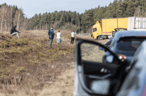 Truck accident occurring on a Georgia highway.